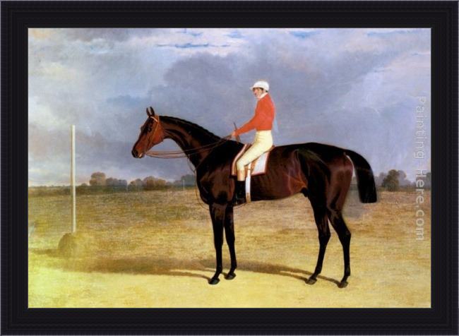 Framed John Frederick Herring Snr a dark bay racehorse with patrick connolly up painting