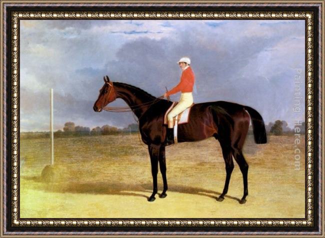 Framed John Frederick Herring Snr a dark bay racehorse with patrick connolly up painting