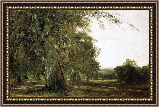 Framed John Frederick Kensett windsow woods painting