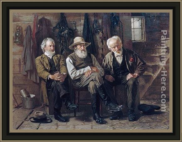 Framed John George Brown to decide the question painting