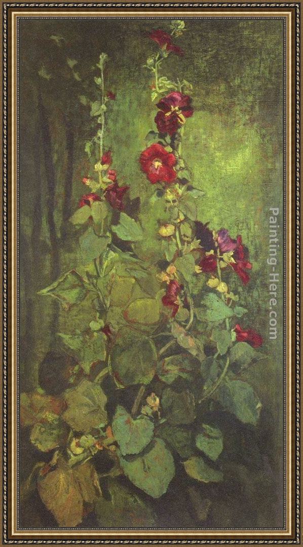 Framed John LaFarge agathon to erosanthe, votive wreath painting