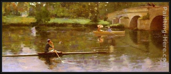 Framed John Lavery the bridge at grez painting