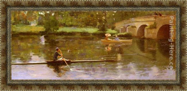 Framed John Lavery the bridge at grez painting