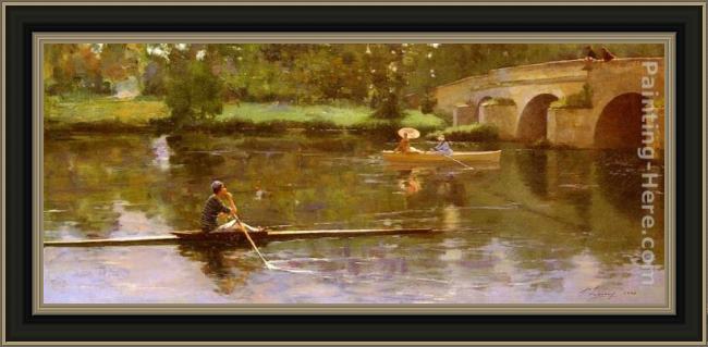 Framed John Lavery the bridge at grez painting