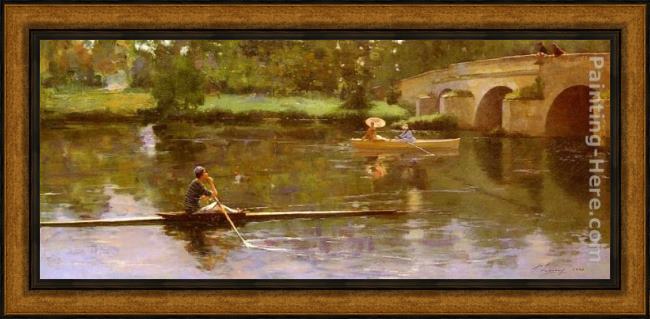 Framed John Lavery the bridge at grez painting