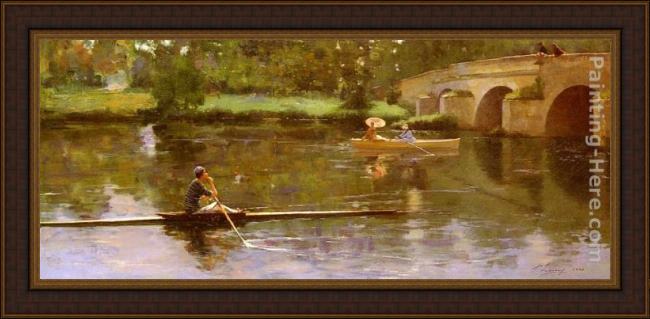 Framed John Lavery the bridge at grez painting