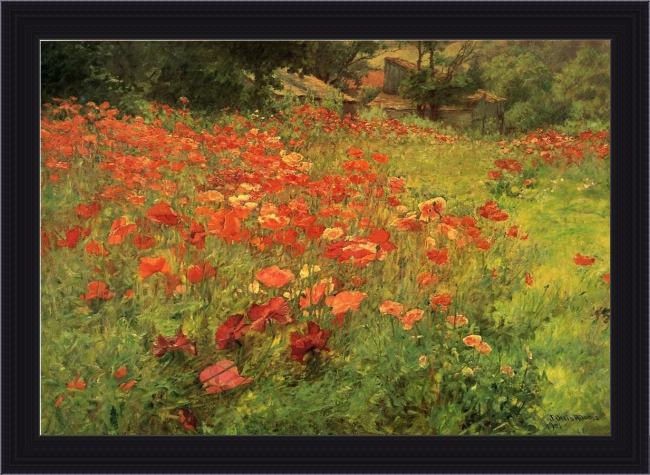 Framed John Ottis Adams in poppyland painting