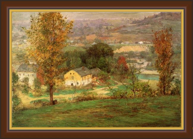 Framed John Ottis Adams in the whitewater valley painting