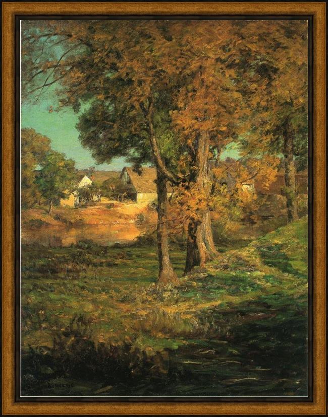 Framed John Ottis Adams thornberry's pasture brooklyn indiana painting