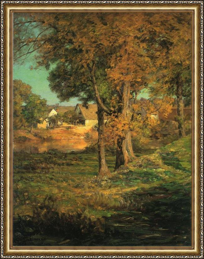 Framed John Ottis Adams thornberry's pasture brooklyn indiana painting