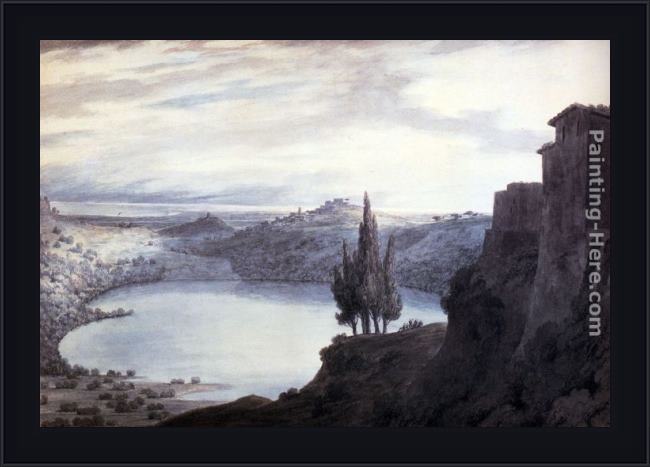 Framed John Robert Cozens lake nemi, campagna, italy painting