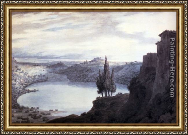Framed John Robert Cozens lake nemi, campagna, italy painting