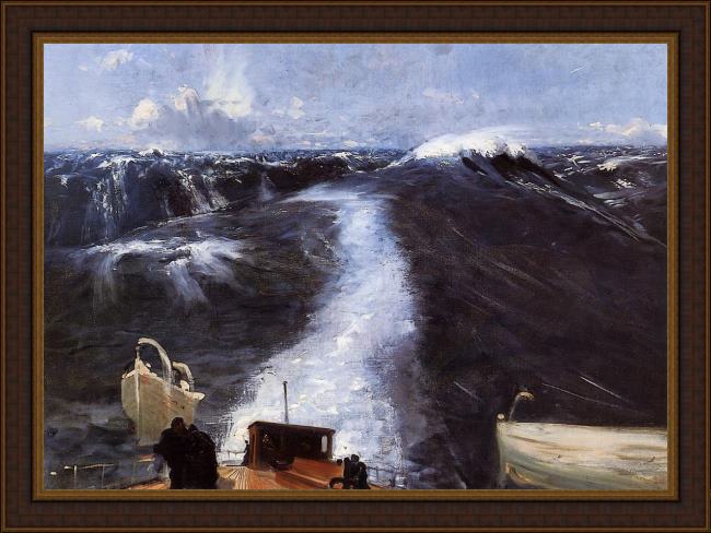 Framed John Singer Sargent atlantic storm painting