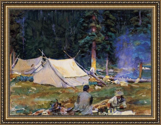 Framed John Singer Sargent camping at lake o'hara painting