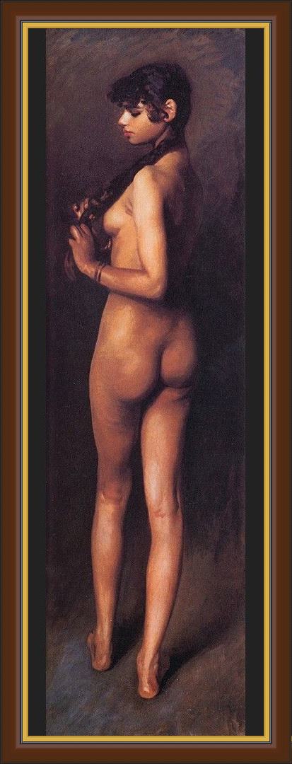 Framed John Singer Sargent nude egyptian girl painting