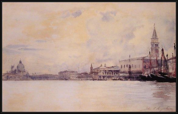 Framed John Singer Sargent the entrance to the grand canal venice painting