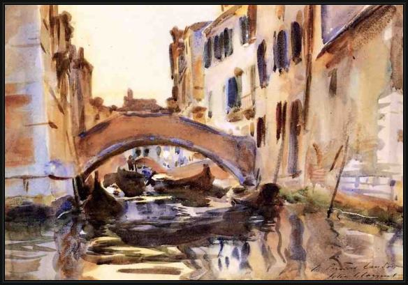 Framed John Singer Sargent venetian canal painting