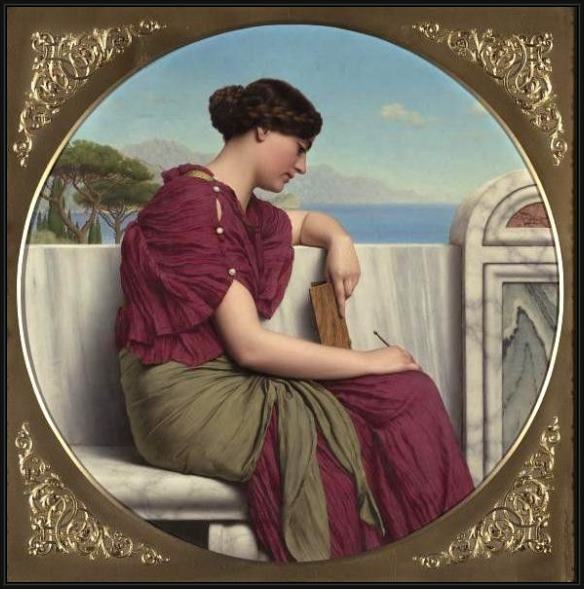 Framed John William Godward the answer painting