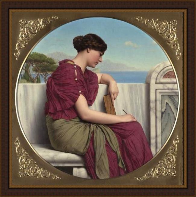 Framed John William Godward the answer painting