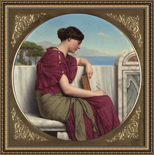 Framed John William Godward the answer painting