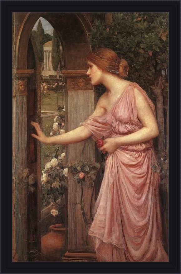 Framed John William Waterhouse psyche entering cupid's garden painting