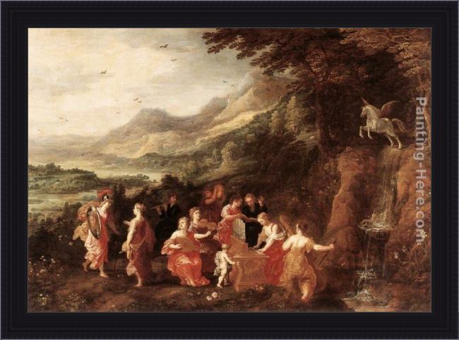 Framed Joos De Momper helicon or minerva's visit to the muses painting