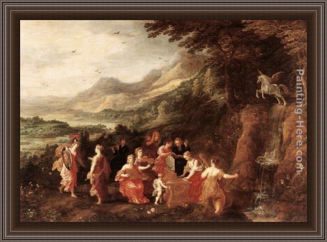 Framed Joos De Momper helicon or minerva's visit to the muses painting