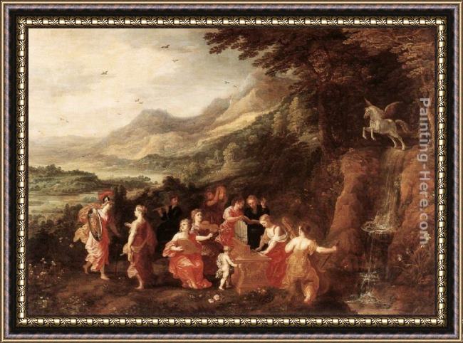 Framed Joos De Momper helicon or minerva's visit to the muses painting