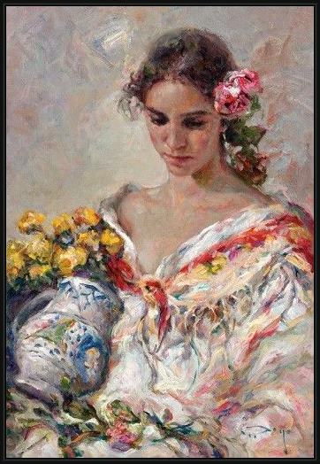 Framed Jose Royo descanso painting