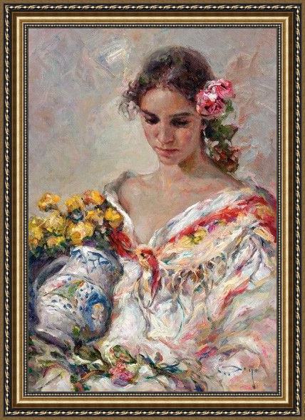 Framed Jose Royo descanso painting