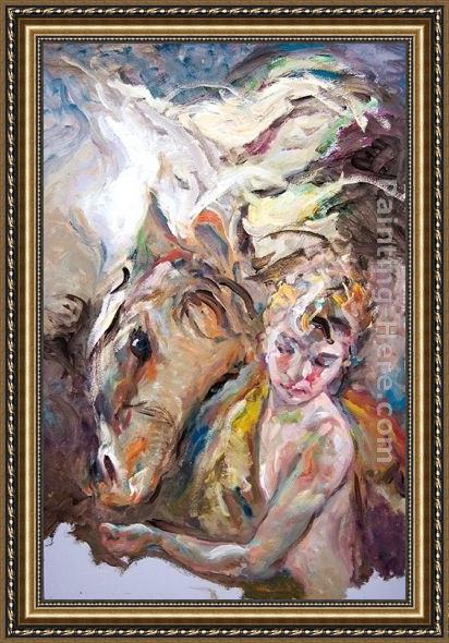 Framed Jose Royo equus study v painting