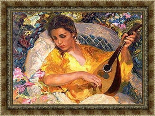 Framed Jose Royo la mandolina painting