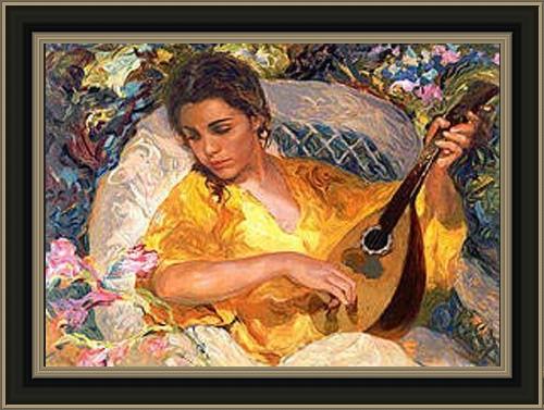 Framed Jose Royo la mandolina painting