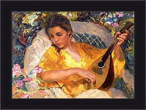 Framed Jose Royo la mandolina painting