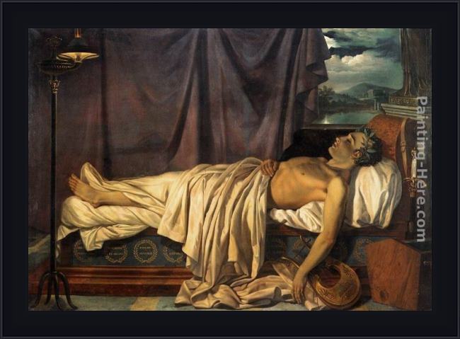 Framed Joseph-Denis Odevaere lord byron on his death-bed painting