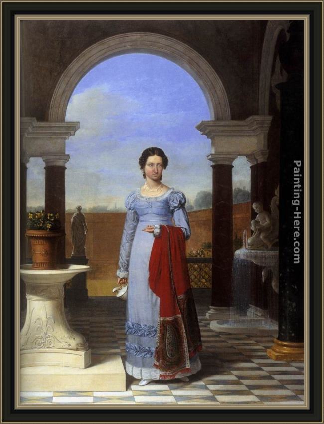 Framed Joseph-Francois Ducq portrait of colette versavel, wife of isaac j. de meyer painting