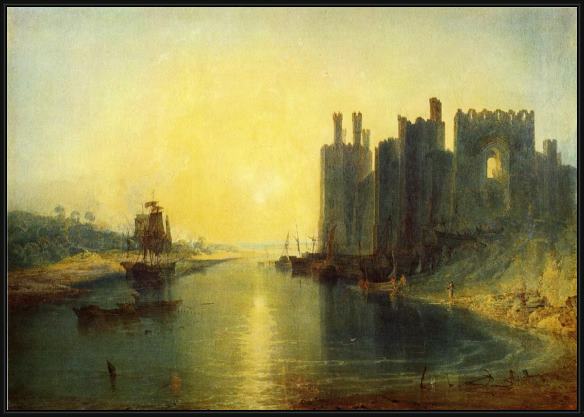 Framed Joseph Mallord William Turner caernarvon castle painting