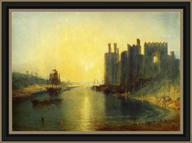 Framed Joseph Mallord William Turner caernarvon castle painting