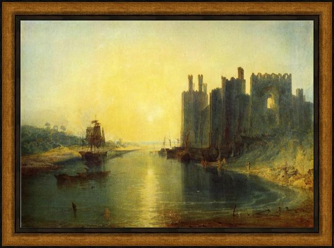 Framed Joseph Mallord William Turner caernarvon castle painting