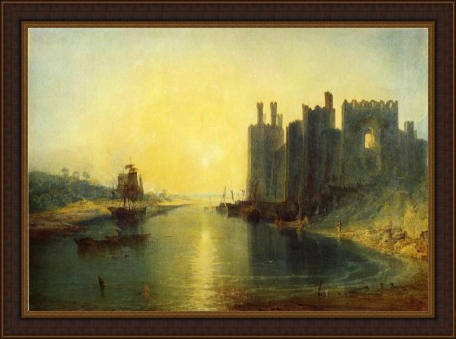 Framed Joseph Mallord William Turner caernarvon castle painting