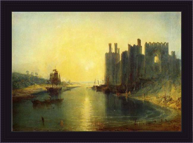 Framed Joseph Mallord William Turner caernarvon castle painting