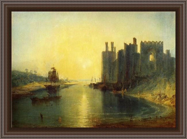 Framed Joseph Mallord William Turner caernarvon castle painting