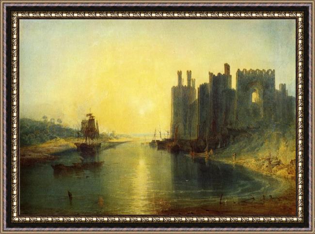Framed Joseph Mallord William Turner caernarvon castle painting