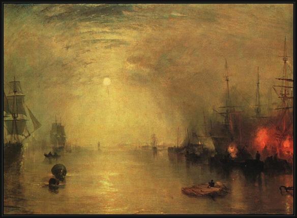 Framed Joseph Mallord William Turner keelman heaving in coals by night painting