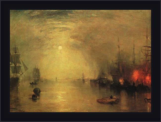 Framed Joseph Mallord William Turner keelman heaving in coals by night painting