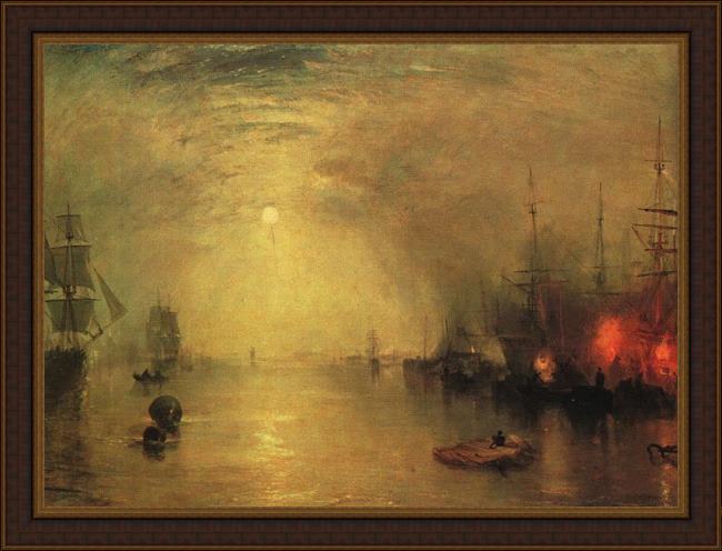 Framed Joseph Mallord William Turner keelman heaving in coals by night painting