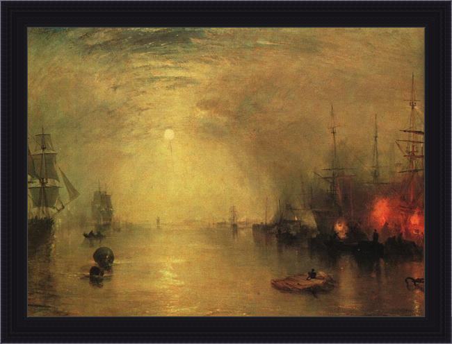 Framed Joseph Mallord William Turner keelman heaving in coals by night painting