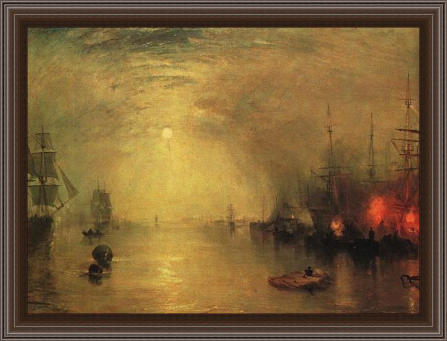 Framed Joseph Mallord William Turner keelman heaving in coals by night painting