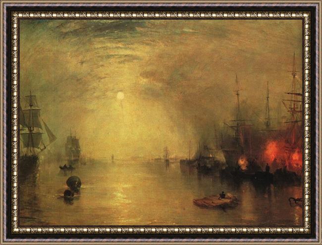Framed Joseph Mallord William Turner keelman heaving in coals by night painting