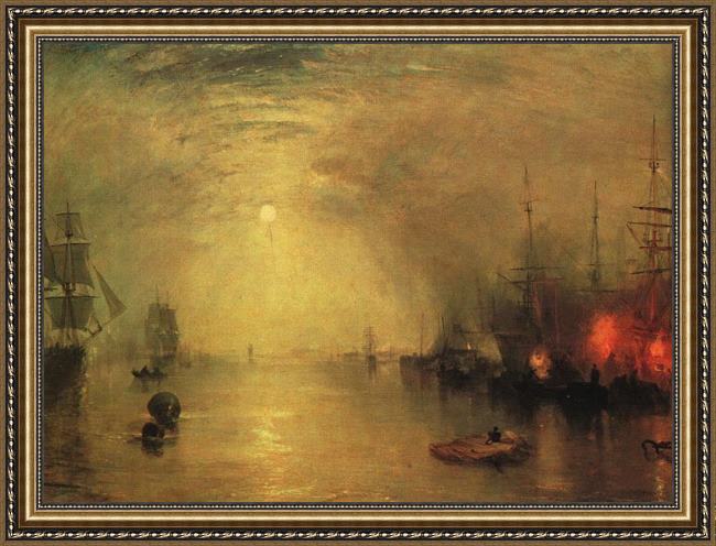 Framed Joseph Mallord William Turner keelman heaving in coals by night painting